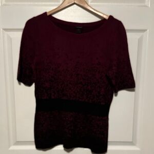 Ann Taylor Burgundy and Black Short Sleeve Top Y2K L